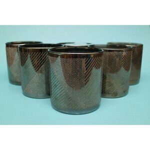 Vintage Set of 6 Silver and Black On the Rocks Glasses | Vintage Barware